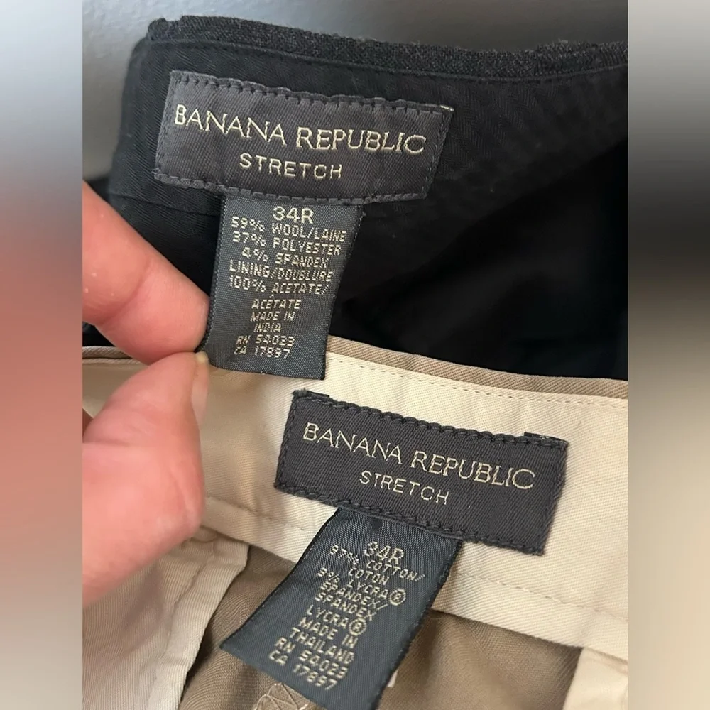 BANANA REPUBLIC Stretch Men’s Pants Trouser Dress Slacks Bundle 2 Pairs Size 34R